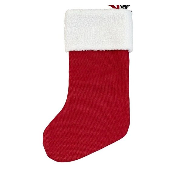 Christmas Knit Stocking 17" Red White Embroidered Letter R Cuff Bee & Willow NEW - Picture 5 of 9